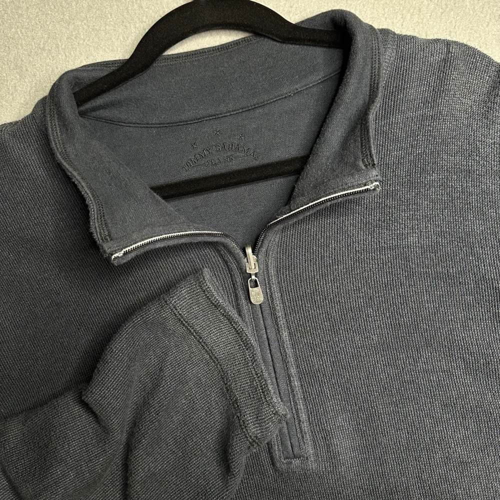 Tommy Bahama Mens‎ Dark Gray Textured Quarter Zip Pullover Sweater Size XL